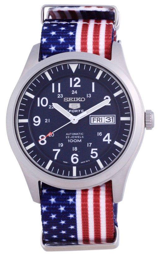 Seiko 5 스포츠 오토매틱 폴리에스터 SNZG11K1-var-NATO27 100M 남성용 시계