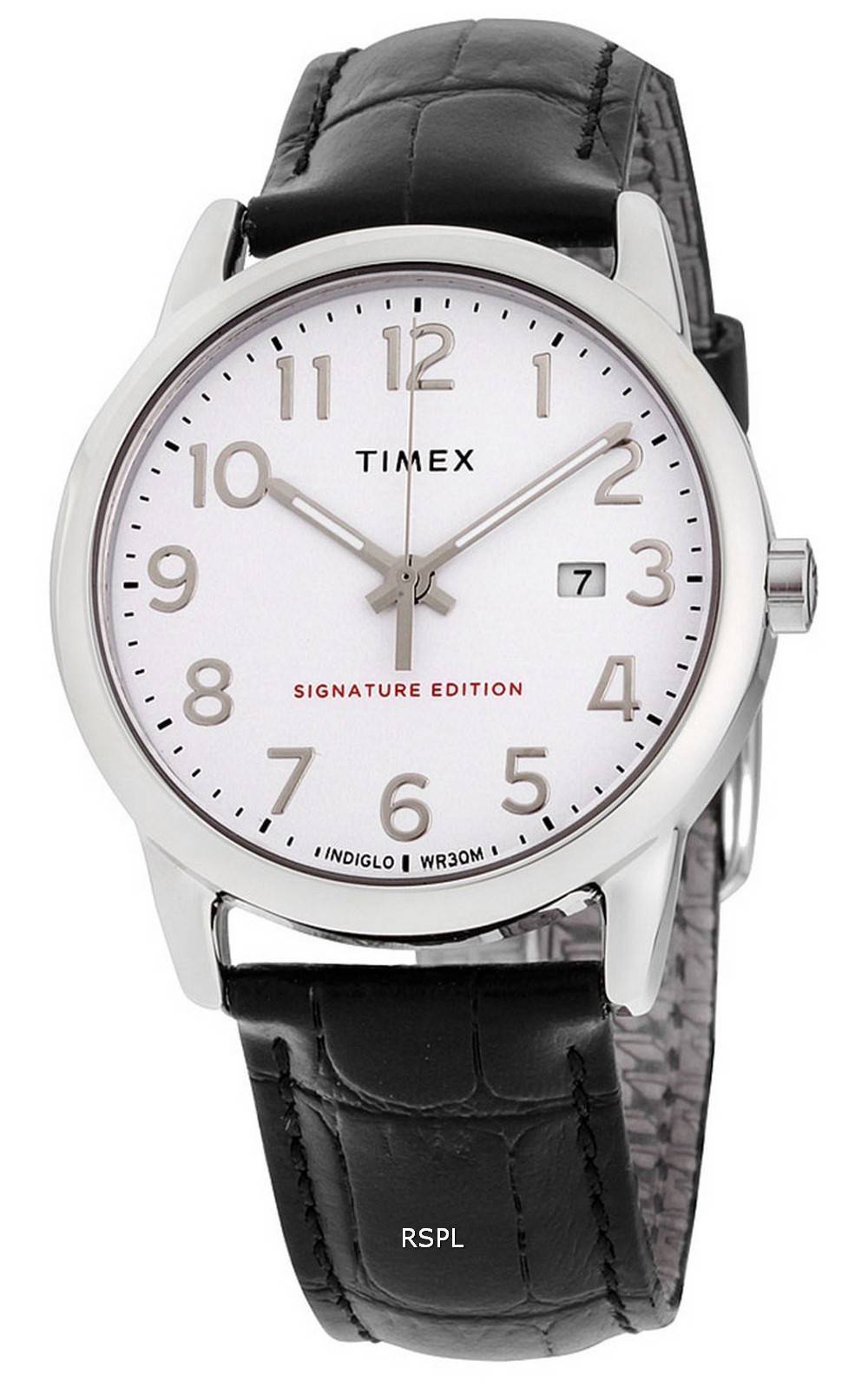 Timex Easy Reader 시그니처 에디션 가죽 스트랩 쿼츠 TW2R64900 남성용 시계