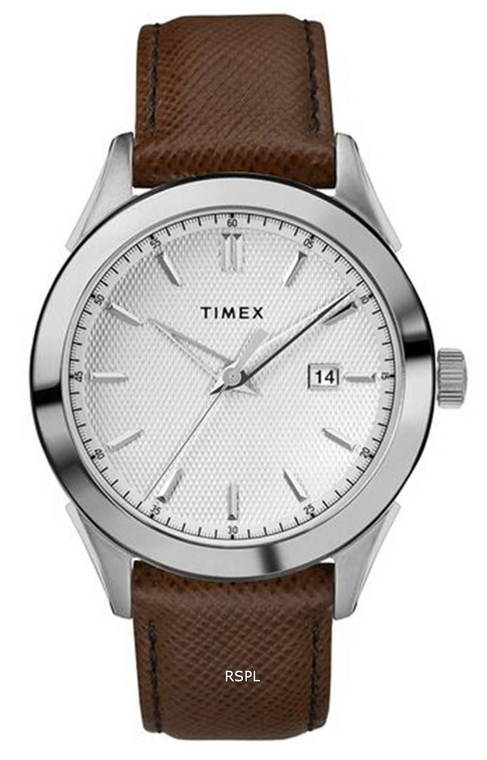 타이멕스 토링턴 은 다이얼 가죽 스트랩 쿼츠 TW2R90300 남성용 시계