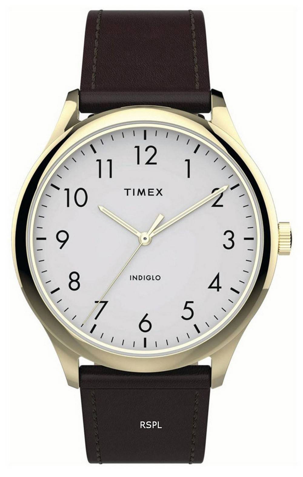 Timex Modern Easy Reader 화이트 다이얼 가죽 스트랩 쿼츠 TW2T71600 남성용 시계