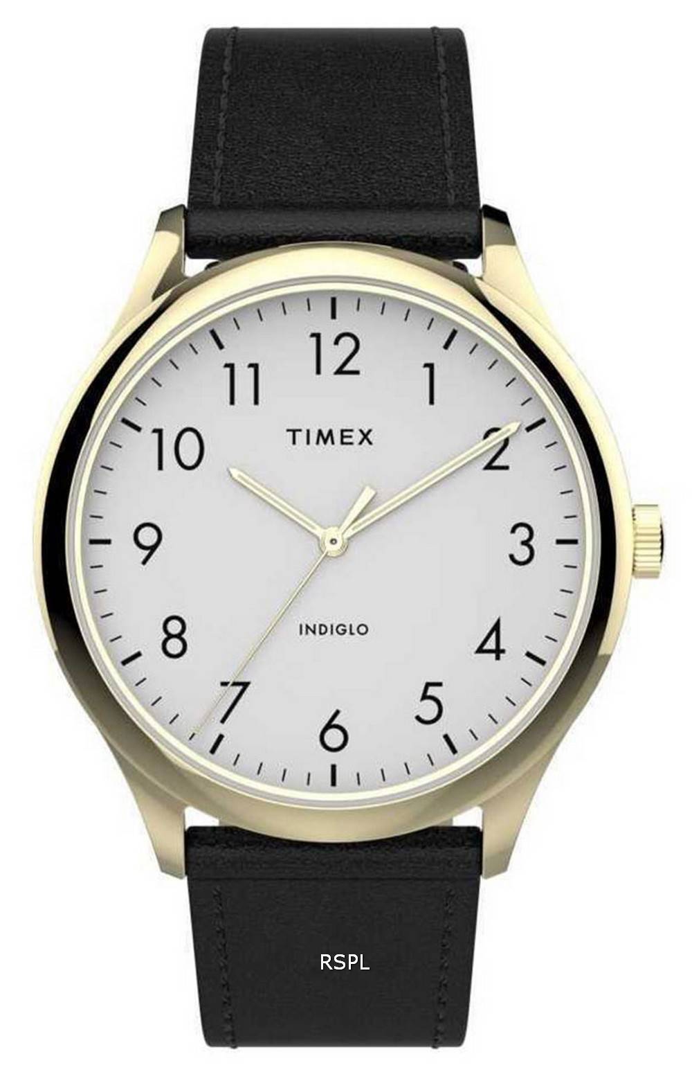 Timex Easy Reader 화이트 다이얼 쿼츠 가죽 스트랩 TW2T71700 남성용 시계
