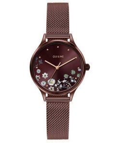 Oui &amp, Me Minette Burgundy Sunray 다이얼 스테인레스 스틸 쿼츠 ME010197 여성용 시계