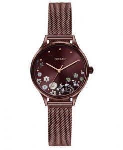 Oui &amp, Me Minette Burgundy Sunray 다이얼 스테인레스 스틸 쿼츠 ME010197 여성용 시계