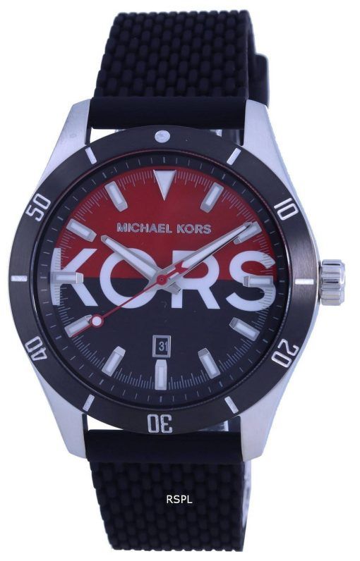 Michael Kors Layton Black/Red 다이얼 실리콘 스트랩 쿼츠 MK8892 남성용 시계