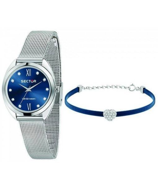 섹터 955 블루 다이얼 스테인리스 스틸 쿼츠 R3253518506 여성용 시계