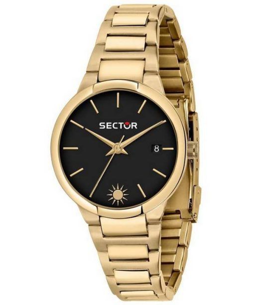 Sector 665 블랙 다이얼 Gold Tone 스테인레스 스틸 쿼츠 R3253524506 여성용 시계