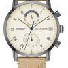 Tommy Hilfiger Kane Beige 다이얼 가죽 스트랩 쿼츠 1710399 남성용 시계