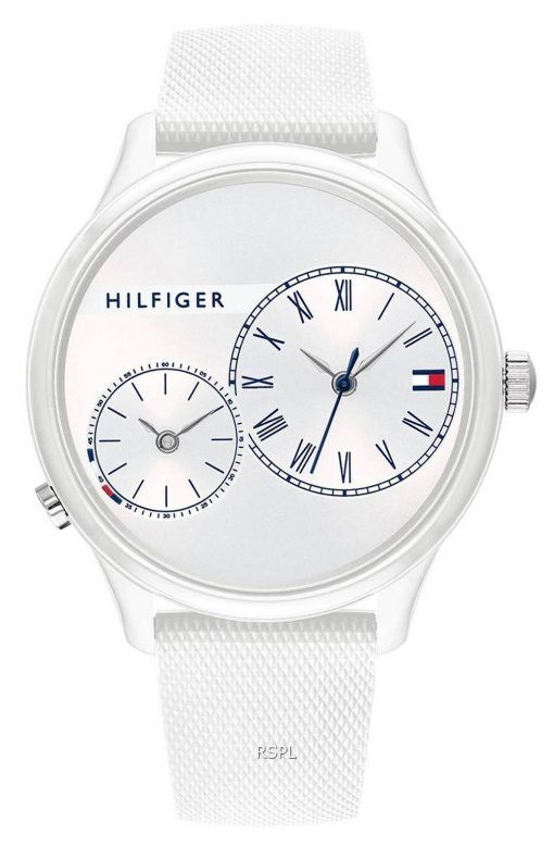 Tommy Hilfiger Meg 화이트 다이얼 실리콘 스트랩 쿼츠 1782145 여성용 시계