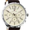 Tommy Hilfiger Gavin Beige 다이얼 가죽 스트랩 쿼츠 1791467 남성용 시계