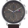 Tommy Hilfiger 체이스 그레이 다이얼 가죽 스트랩 쿼츠 1791579 남성용 시계