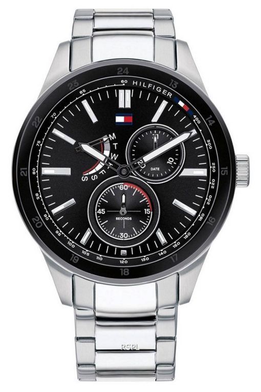 Tommy Hilfiger Austin Black 다이얼 스테인레스 스틸 쿼츠 1791639 남성용 시계