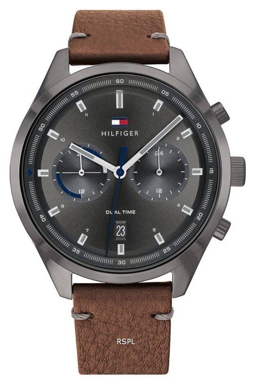 Tommy Hilfiger Bennett 그레이 다이얼 가죽 스트랩 쿼츠 1791730 남성용 시계
