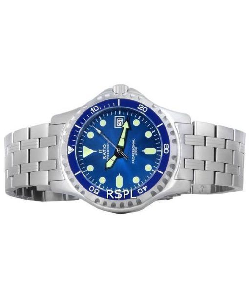 Ratio FreeDiver Professional Sapphire Blue Sunray 다이얼 쿼츠 RTF007 200M 남성용 시계
