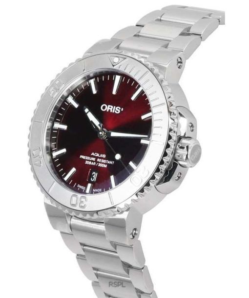 Oris Aquis Date Relief 레드 다이얼 오토매틱 다이버 01-733-7766-4158-07-8-22-05PEB 300M 남성용 시계