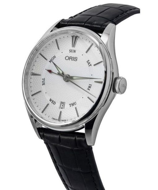Oris Artelier Pointer Day Date 실버 Guilloche 다이얼 오토매틱 01 755 7742 4051-07 5 21 64FC 남성용 시계