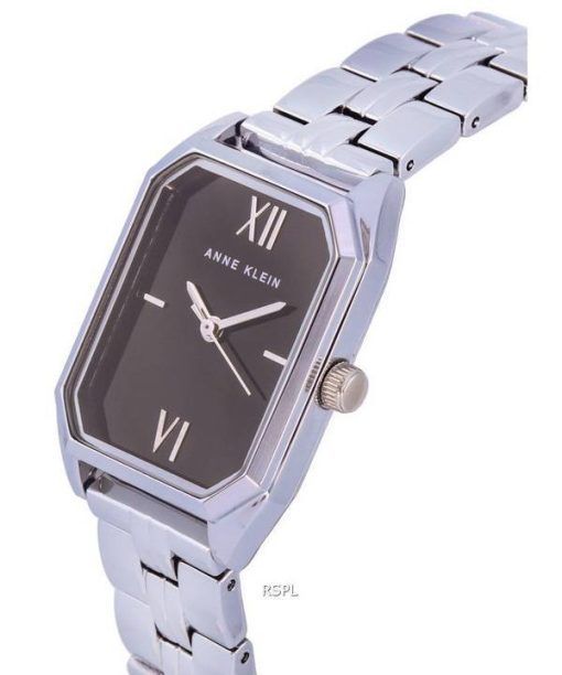 Anne Klein 스테인레스 스틸 검은 색 다이얼 쿼츠 3775BKSV 여성용 시계