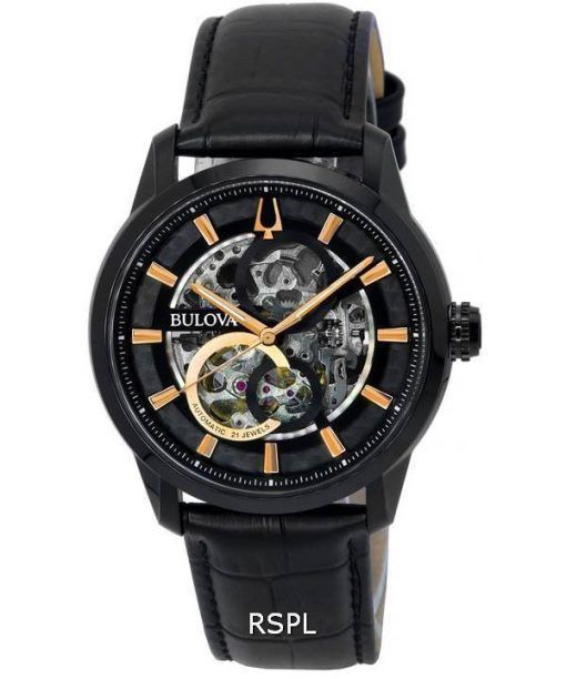 Bulova Classic Sutton Black Skeleton Dial 오토매틱 98A283 남성용 시계