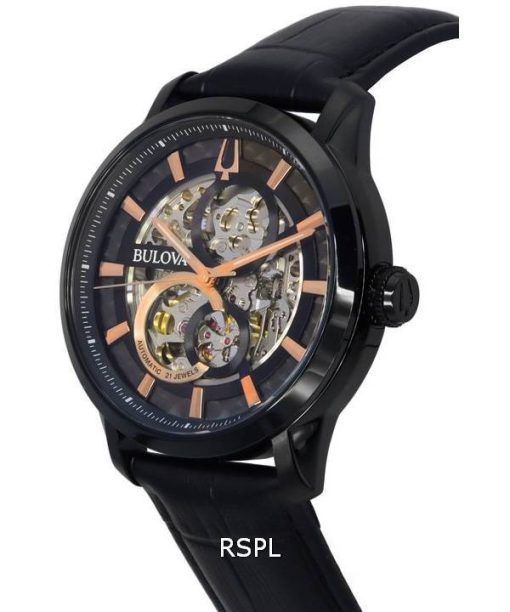 Bulova Classic Sutton Black Skeleton Dial 오토매틱 98A283 남성용 시계