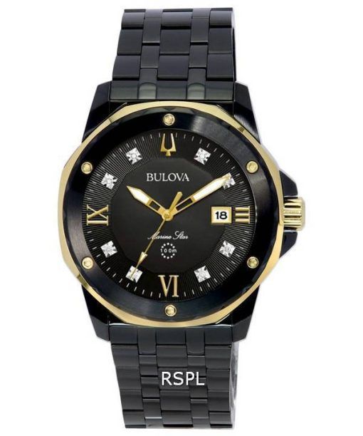 Bulova Marine Star Diamond Accents Black 다이얼 쿼츠 98D176 100M 남성용 시계