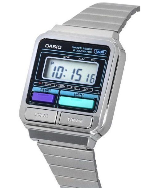 카시오 빈티지 디지털 스테인리스 스틸 팔찌 쿼츠 A120WE-1A 남여 공용 시계