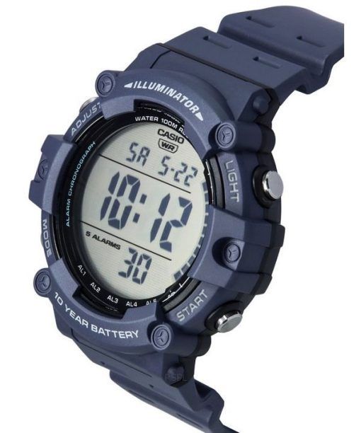 카시오 스탠다드 디지털 블루 레진 스트랩 쿼츠 AE-1500WH-2A 100M 남성용 시계