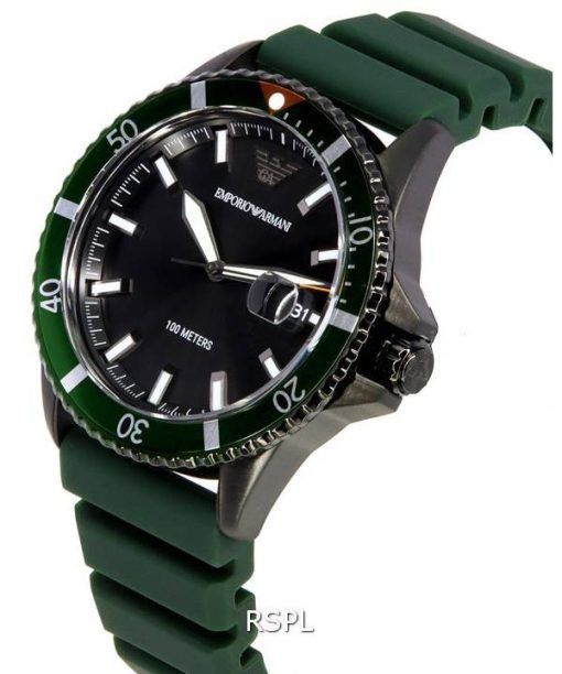 엠포리오 아르마니 Green Silicon Black 다이얼 쿼츠 AR11464 100M 남성용 시계