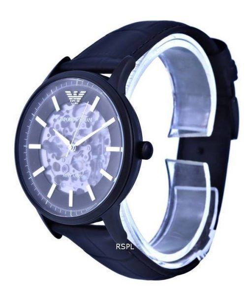 엠포리오 아르마니 스켈레톤 가죽 블랙 다이얼 오토매틱 AR60042 남성용 시계