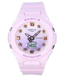 카시오 Baby-G 여름 색상 시리즈 아날로그 디지털 핑크 수지 스트랩 쿼츠 BGA-320-4A 100M 여성용 시계