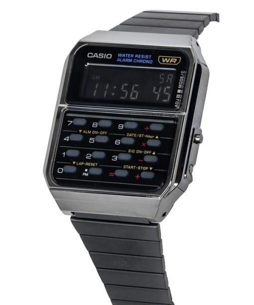 카시오 빈티지 디지털 계산기 스테인레스 스틸 쿼츠 CA-500WEGG-1B 남성용 시계
