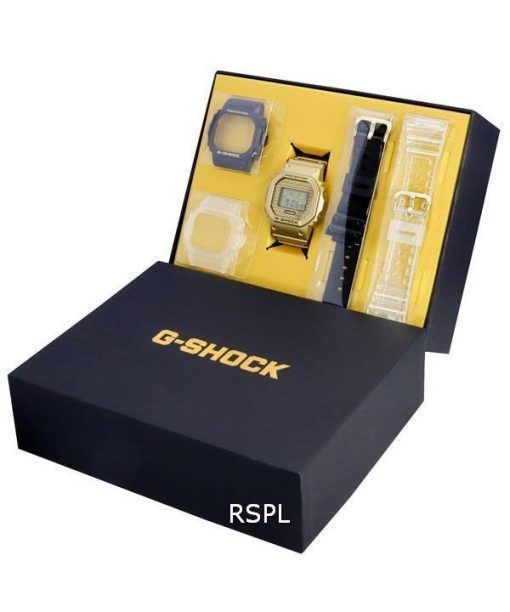 카시오 G-Shock 디지털 쿼츠 DWE-5600HG-1 DWE5600HG-1 200M 남성용 시계 베젤 및 밴드 세트