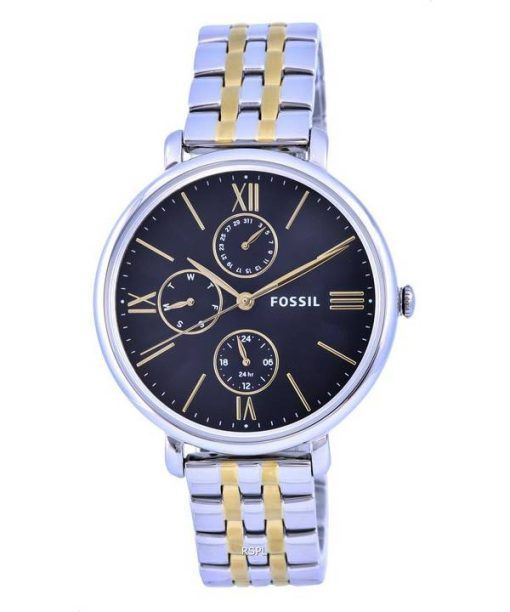 Fossil Jacqueline Two Tone 스테인리스 스틸 검은색 다이얼 쿼츠 ES5143 여성용 시계