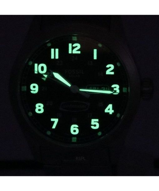 화석 수비수 태양광 발전 스테인리스 스틸 블랙 다이얼 FS5976 100M 남성용 시계