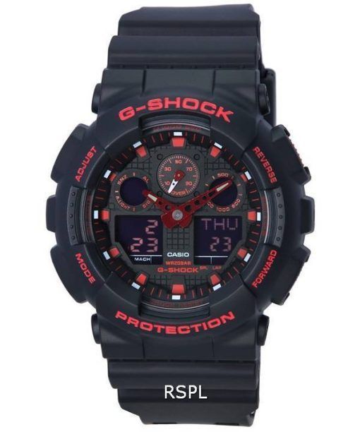 Casio G-Shock Ignite Red Series 아날로그 디지털 쿼츠 GA-100BNR-1A GA100BNR-1 200M 남성용 시계