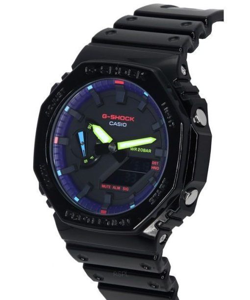 카시오 G-Shock Virtual Rainbow 아날로그 디지털 쿼츠 GA-2100RGB-1A GA2100RGB-1 200M 남성용 시계