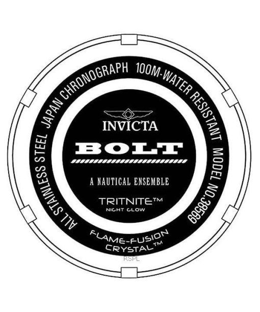 인빅타 볼트 크로노그래프 스테인리스 스틸 블랙 다이얼 쿼츠 38569 100M 남성용 시계