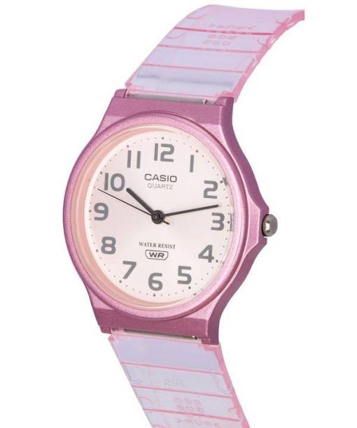 카시오 POP 아날로그 핑크 투명 수지 스트랩 쿼츠 MQ-24S-4B MQ24S-4B 여성용 시계