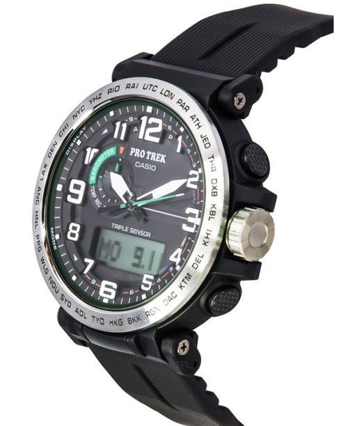 Casio ProTrek 아날로그 디지털 블랙 다이얼 Solar PRG-601-1 100M 남성용 시계