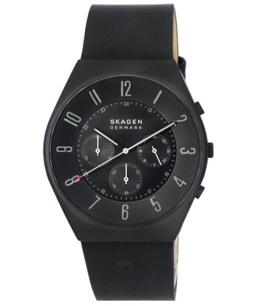 Skagen Grenen 크로노그래프 Midnight Leather Strap 블랙 다이얼 쿼츠 SKW6843 남성용 시계