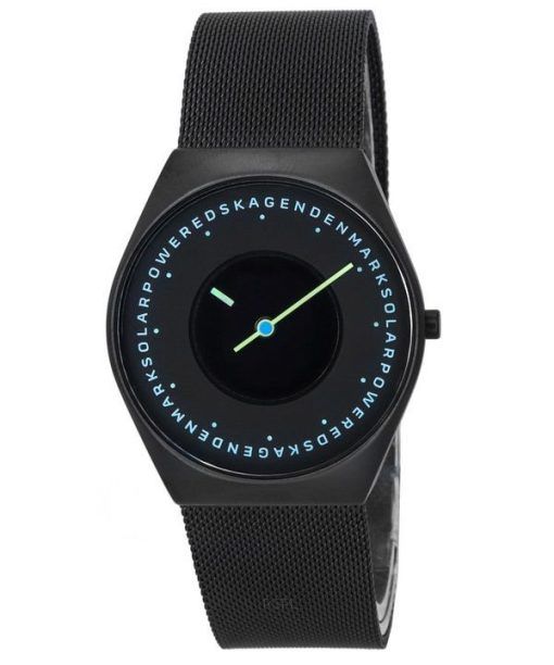 Skagen Grenen Solar Halo Midnight 스테인레스 스틸 메쉬 블랙 다이얼 SKW6874 남성용 시계