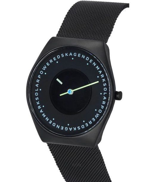 Skagen Grenen Solar Halo Midnight 스테인레스 스틸 메쉬 블랙 다이얼 SKW6874 남성용 시계