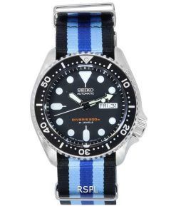 세이코 검은색 다이얼 오토매틱 다이버&#39,s SKX007J1-var-NATO20 200M 남성용 시계