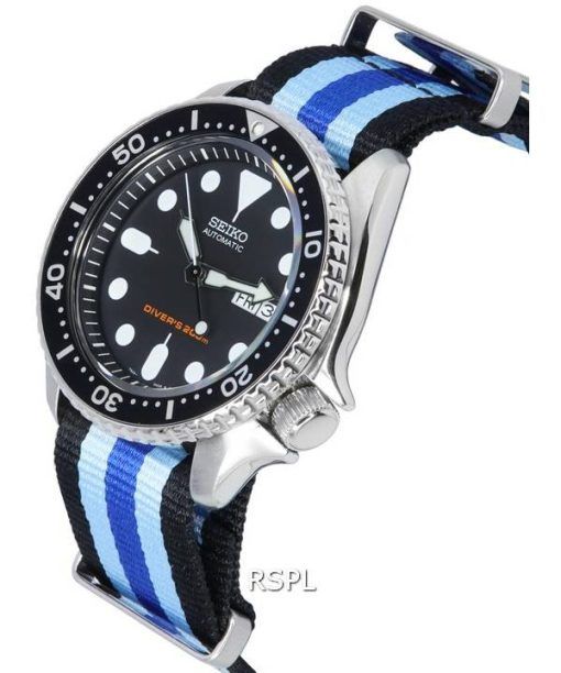 세이코 검은색 다이얼 오토매틱 다이버&#39,s SKX007K1-var-NATO20 200M 남성용 시계