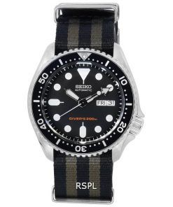 세이코 검은색 다이얼 오토매틱 다이버&#39,s SKX007K1-var-NATO21 200M 남성용 시계