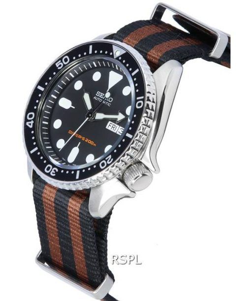 세이코 검은색 다이얼 오토매틱 다이버&#39,s SKX007K1-var-NATO22 200M 남성용 시계