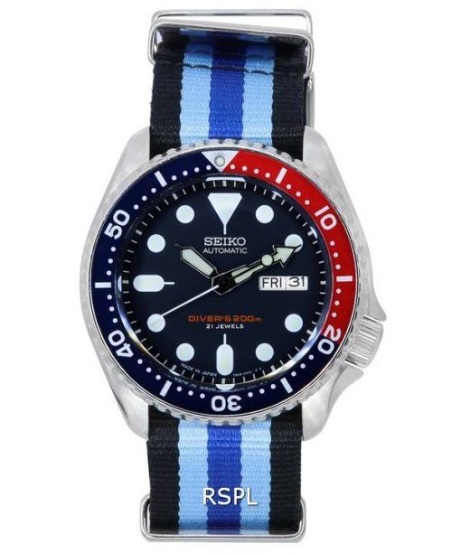 세이코 파랑색 다이얼 오토매틱 다이버&#39,s SKX009J1-var-NATO20 200M 남성용 시계