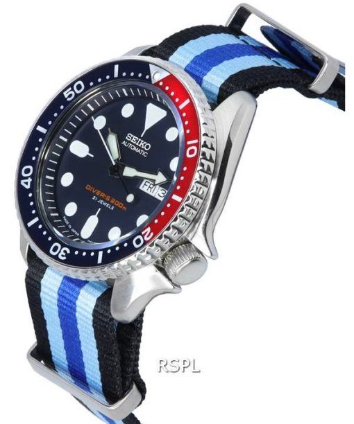 세이코 파랑색 다이얼 오토매틱 다이버&#39,s SKX009J1-var-NATO20 200M 남성용 시계