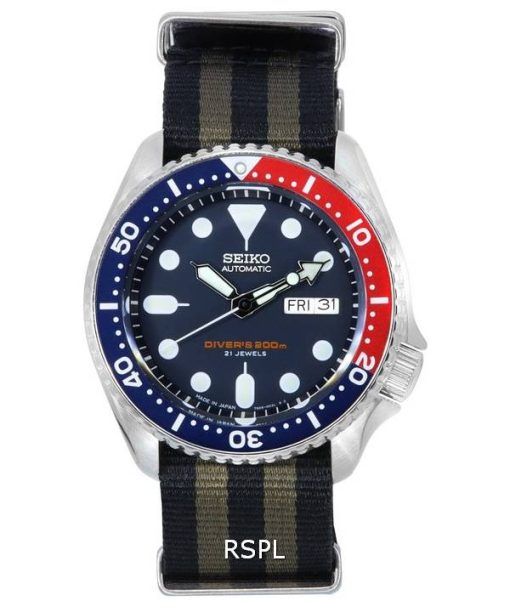 세이코 파란색 다이얼 오토매틱 다이버&#39,s SKX009J1-var-NATO21 200M 남성용 시계