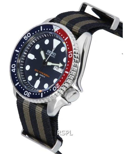 세이코 파란색 다이얼 오토매틱 다이버&#39,s SKX009J1-var-NATO21 200M 남성용 시계