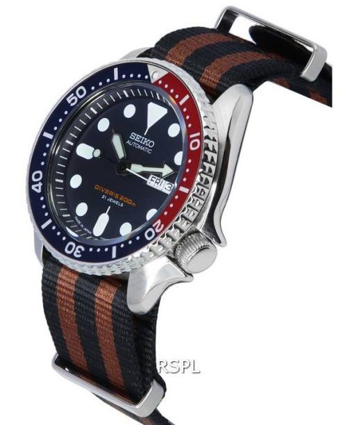 세이코 파란색 다이얼 오토매틱 다이버&#39,s SKX009J1-var-NATO22 200M 남성용 시계