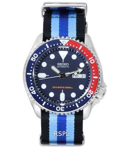 세이코 파랑색 다이얼 오토매틱 다이버&#39,s SKX009K1-var-NATO20 200M 남성용 시계